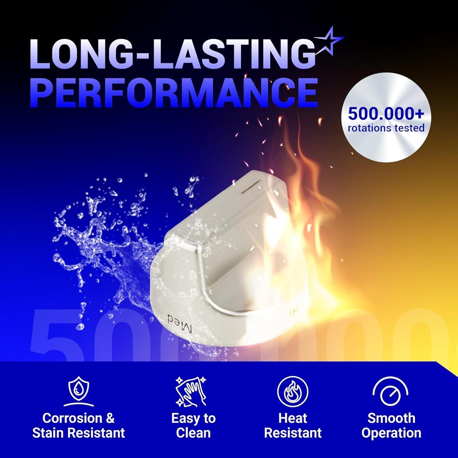 [Lifetime Warranty] W11159630 W11023139 Surface Burner Knob Control Knob Compatible with Whirlpool Gas Range - Replaces KIP 5T09 AP6284486 4813782 PS12347845 - Stainless Steel - Pack 5 image 5