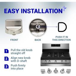[Lifetime Warranty] W11159630 W11023139 Surface Burner Knob Control Knob Compatible with Whirlpool Gas Range - Replaces KIP 5T09 AP6284486 4813782 PS12347845 - Stainless Steel - Pack 5 thumbnail 8