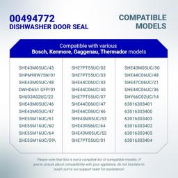 [Lifetime Warranty] 00494772 Dishwasher Door Gasket Seal - Compatible with Samsung, Kenmore, Bosch Dishwashers - Replace 494772 2077491 AP434178 PS4222432 AP3768902 PS3472895 PS8723143 thumbnail 1