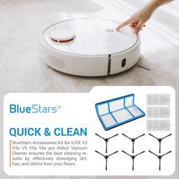 [Lifetime Warranty] Replacement Parts Kit for Robotic Vacuum ILIFE V3 V3s V5 V5s V5s Pro Robot Vacuum Cleaner - 1 Primary Filter, 3 HEPA Filter, 6 Side Brushes thumbnail 1