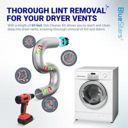 [Lifetime Warranty] 60 Feet Dryer Vent Cleaner Kit with Drill Attachment - Extends Up to 60 ft, Works with or Without Power Drill thumbnail 1