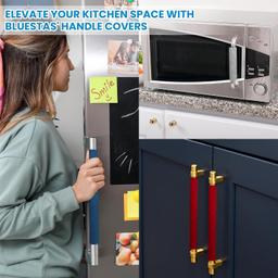 Blue Door Handle Covers Set of 6-4 PCS Fridge Handle Cover & 2 PCS Microwave Handle Cover thumbnail 3