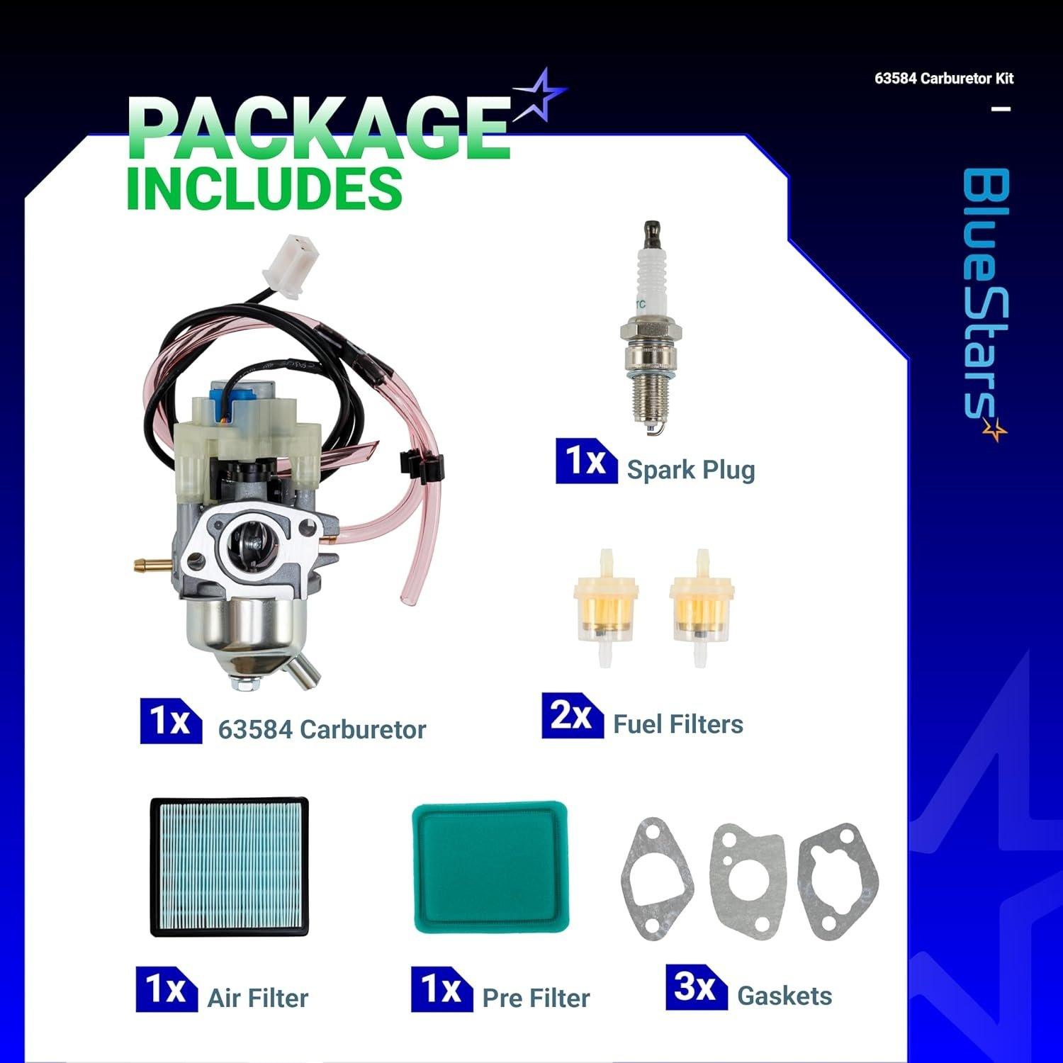 [Lifetime Warranty] 63584 Carburetor Kit - Fit Huayi Predator 3500 Watts Inverter Generator 63584 Carb 3500W with Gaskets, Air Filter, Spark Plug, Fuel Line - Replaces 16100-ZL0-D66 16100-Z0V-D12 16100-ZL0-D65 image 5