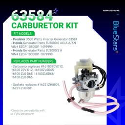 [Lifetime Warranty] 63584 Carburetor Kit - Fit Huayi Predator 3500 Watts Inverter Generator 63584 Carb 3500W with Gaskets, Air Filter, Spark Plug, Fuel Line - Replaces 16100-ZL0-D66 16100-Z0V-D12 16100-ZL0-D65 thumbnail 8