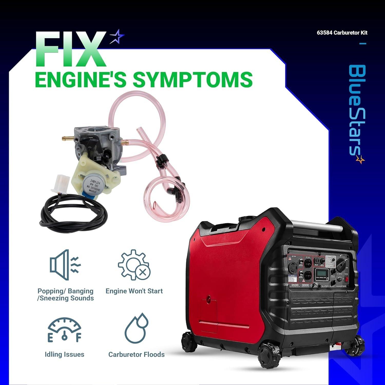 [Lifetime Warranty] 63584 Carburetor Kit - Fit Huayi Predator 3500 Watts Inverter Generator 63584 Carb 3500W with Gaskets, Air Filter, Spark Plug, Fuel Line - Replaces 16100-ZL0-D66 16100-Z0V-D12 16100-ZL0-D65 image 2