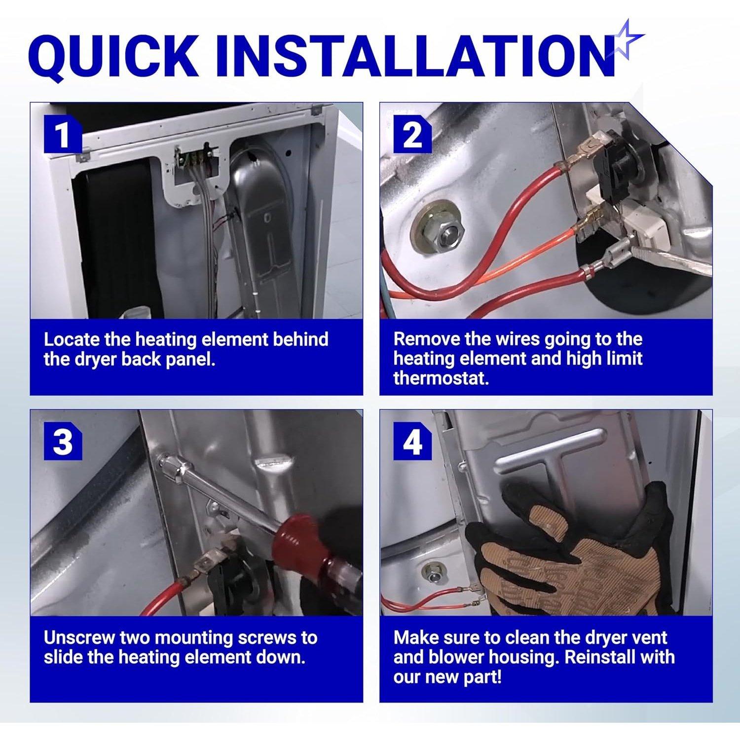 [Lifetime Warranty] 279838 W10724237 3403585 Dryer Heating Element - Compatible with Whirlpool Amana Maytag Kitchenaid Kenmore 70 80 110 Series WED4815EW1 MEDC465HW0 NED4655EW1-3398064, 8565582 image 8