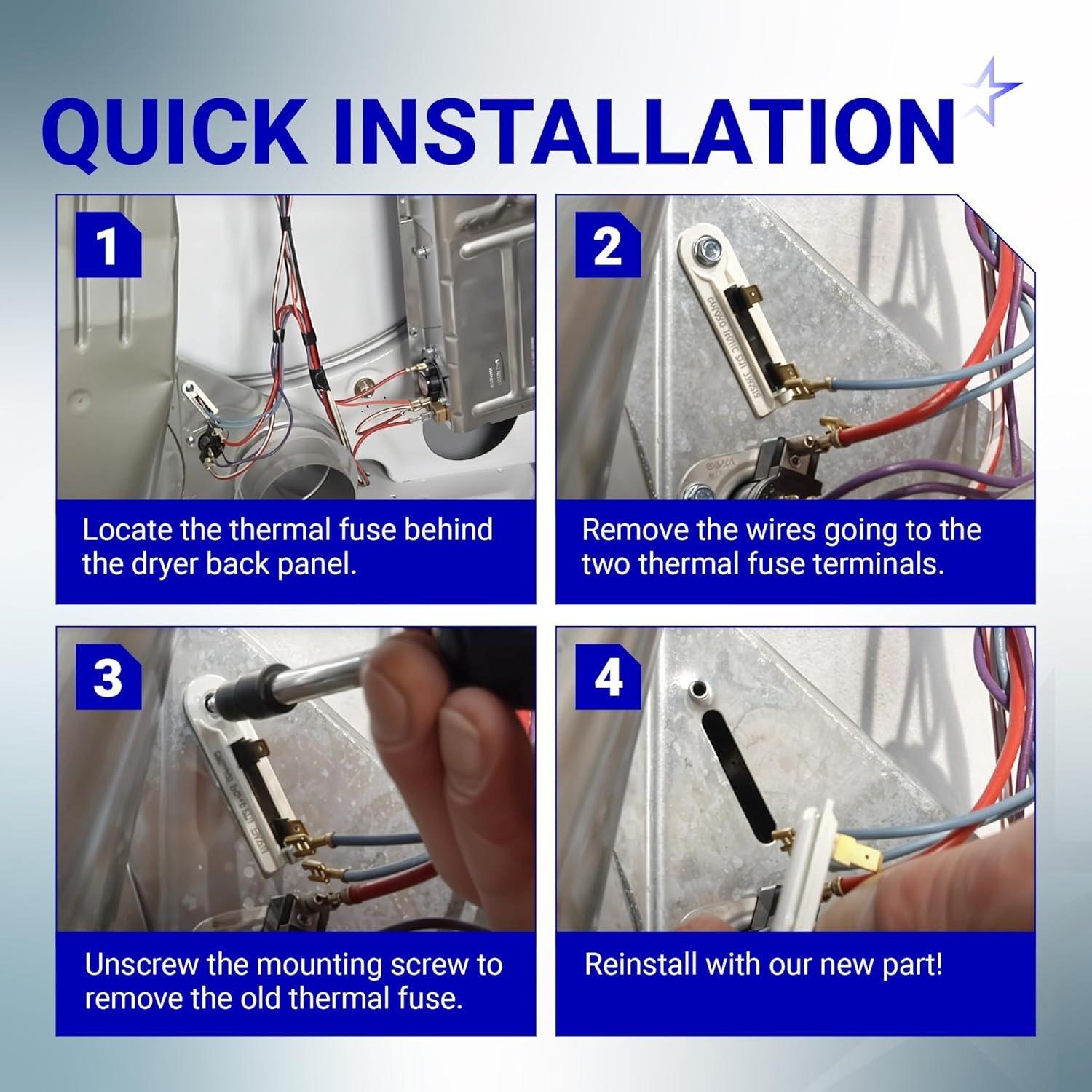 [Lifetime Warranty] 3392519 Dryer Thermal Fuse - Compatible with Whirlpool Kenmore - Replaces AP6008325 G4AP0500 3388651 694511 80005 WP3392519VP - Pack of 2 image 4