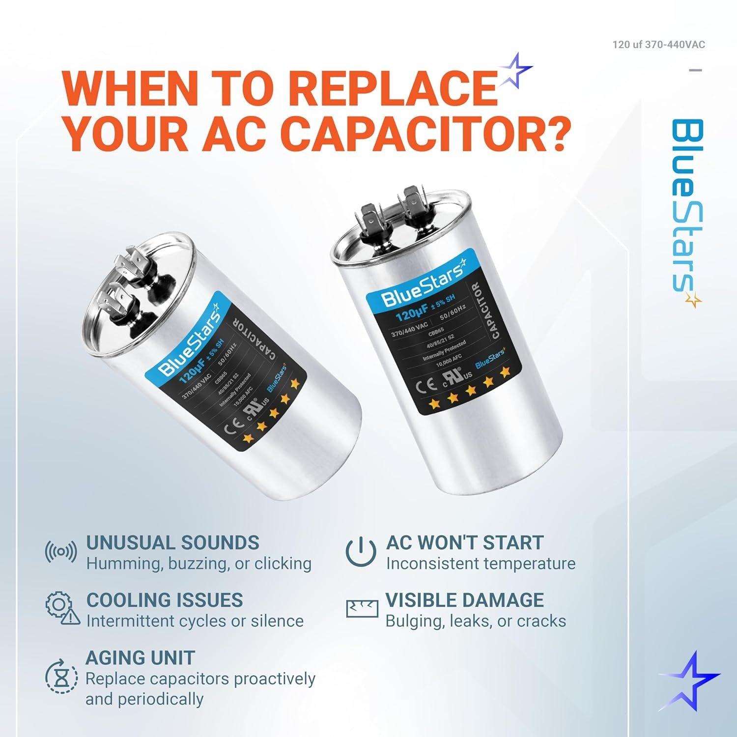 [Lifetime Warranty] 120 uF MFD 370/440 VAC Â±5% Round Run Capacitor 50/60 Hz - Fits AC Motor Run, Fan Start, Condenser image 10