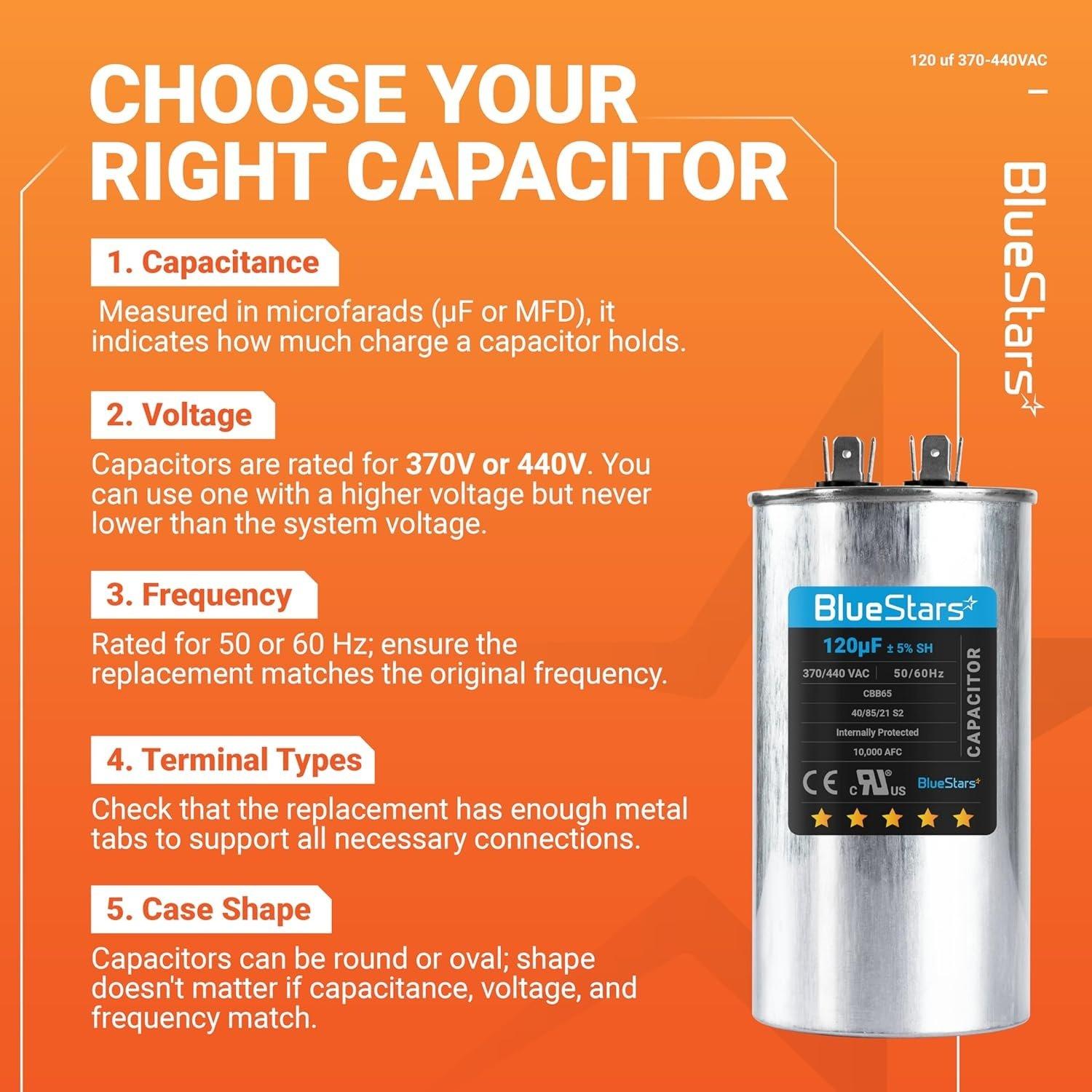 [Lifetime Warranty] 120 uF MFD 370/440 VAC Â±5% Round Run Capacitor 50/60 Hz - Fits AC Motor Run, Fan Start, Condenser image 6