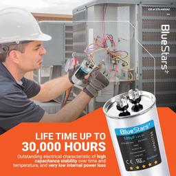 [Lifetime Warranty] 120 uF MFD 370/440 VAC Â±5% Round Run Capacitor 50/60 Hz - Fits AC Motor Run, Fan Start, Condenser thumbnail 1