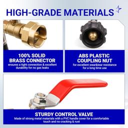[Lifetime Warranty] 3 Feet Propane Refill Adapter Hose - Propane Extension Hose Fill 1 LB Bottles from Large 5-40LB Gas Tank (QCC Type1 Inlet) - with Sealing Tape, 350PSI High Pressure, CSA Certified thumbnail 5