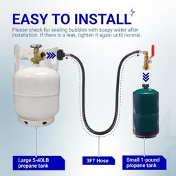 [Lifetime Warranty] 3 Feet Propane Refill Adapter Hose - Propane Extension Hose Fill 1 LB Bottles from Large 5-40LB Gas Tank (QCC Type1 Inlet) - with Sealing Tape, 350PSI High Pressure, CSA Certified thumbnail 7