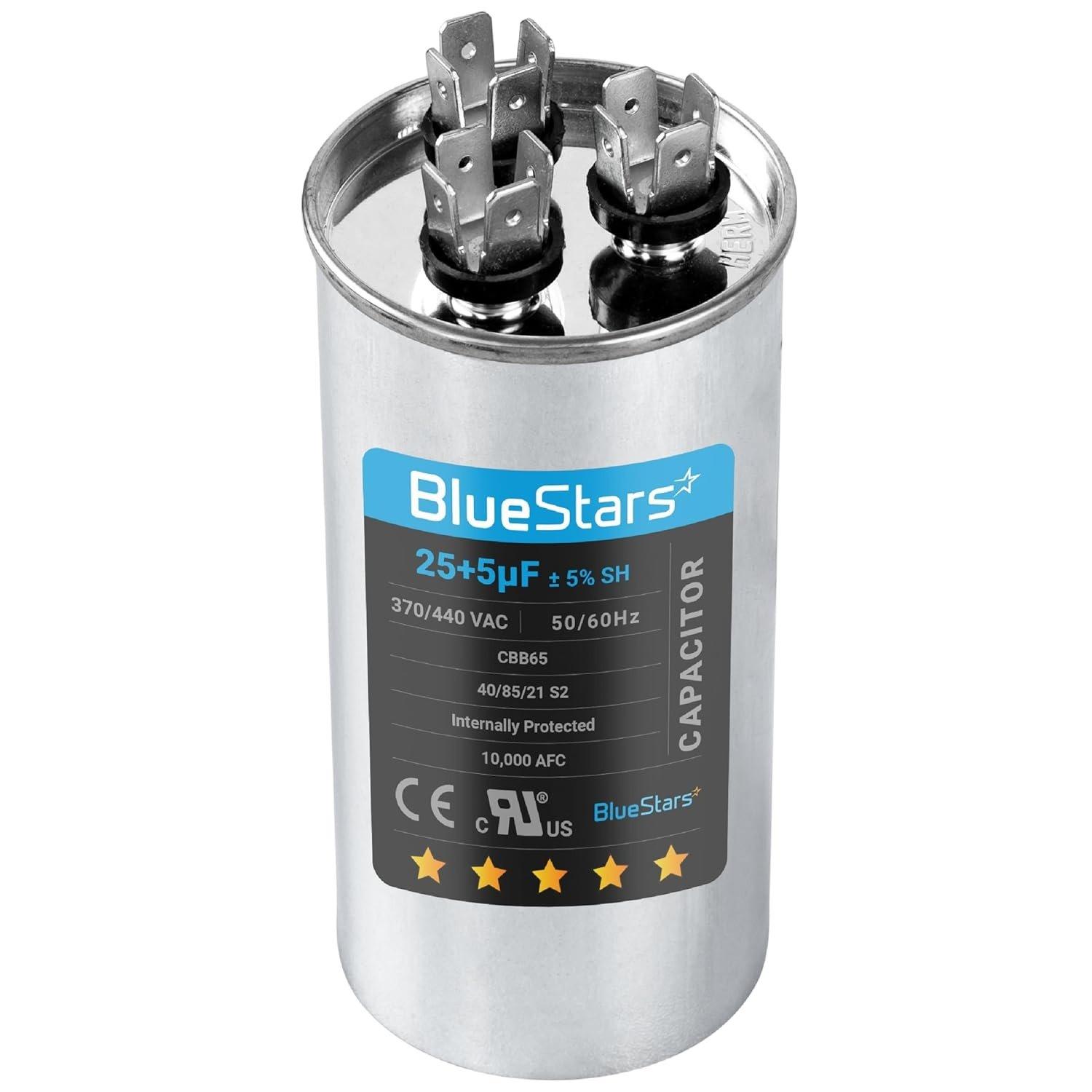 [Lifetime Warranty] 25+5 uF MFD ±5% 370/440 VAC CBB65 50/60 Hz Dual Run Start Round Air Conditioner Capacitor - Fits AC Unit Fan Motor, Heat Pump image 0