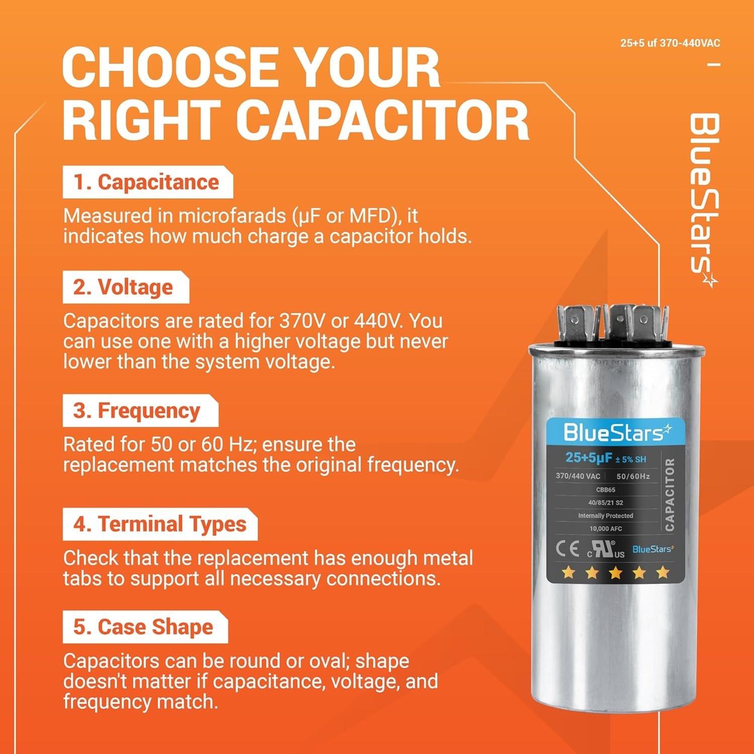 [Lifetime Warranty] 25+5 uF MFD ±5% 370/440 VAC CBB65 50/60 Hz Dual Run Start Round Air Conditioner Capacitor - Fits AC Unit Fan Motor, Heat Pump image 6