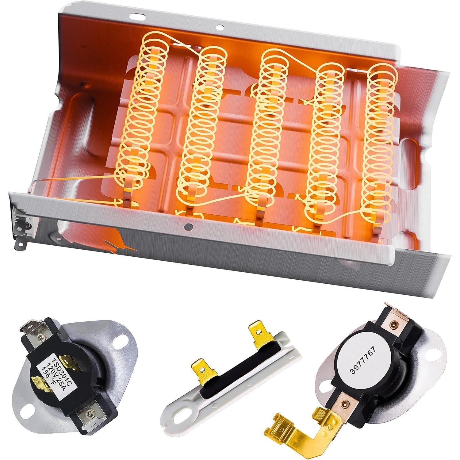 279838 Dryer Heating Element 3387134 3977767 Dryer Thermostat 3392519 Thermal Fuse Dryer Repair Kit image 0