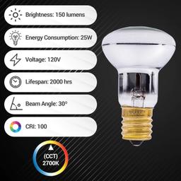 [Lifetime Warranty] R39 E17 25 Watt Lava Lamp Bulbs for Lava Lamps - Pack of 4 thumbnail 2