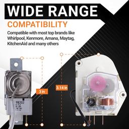 [Lifetime Warranty] 2198202 Refrigerator Cold Control Thermostat and W10822278 Refrigerator Defrost Timer - Compatible with Whirlpool Kenmore Refrigerators - Replaces 2161284 2198201 PS11723171 thumbnail 1