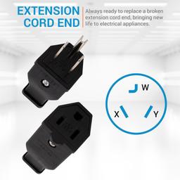 [Lifetime Warranty] Set of 5 (10 Pieces) Extension Cord Plugs 125V 15A 2 Pole 3 Wire with Male Plug and Female Connector thumbnail 1