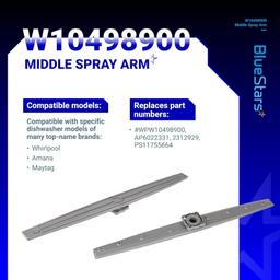 [Lifetime Warranty] W10498900 Dishwasher Middle Spray Arm Assembly - For Whirlpool, Amana, Maytag - Replaces W10498900 AP6022331 2312929 PS11755664 WDTA50SAHZ0 WDT750SAHZ0 WDT720PADM2 thumbnail 1