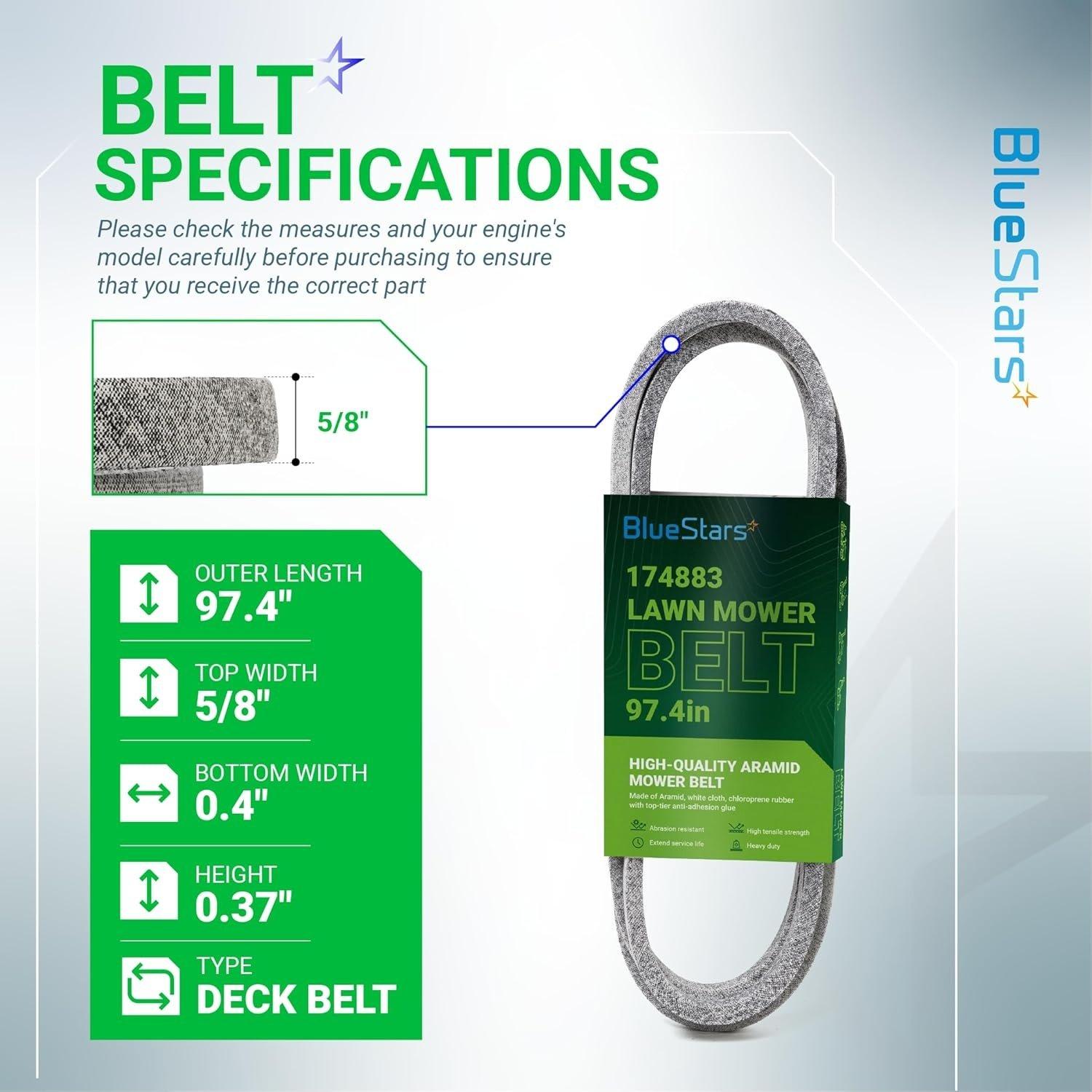 [Lifetime Warranty] Mower Deck Drive Belt 174883 5/8" x 97.4" image 3