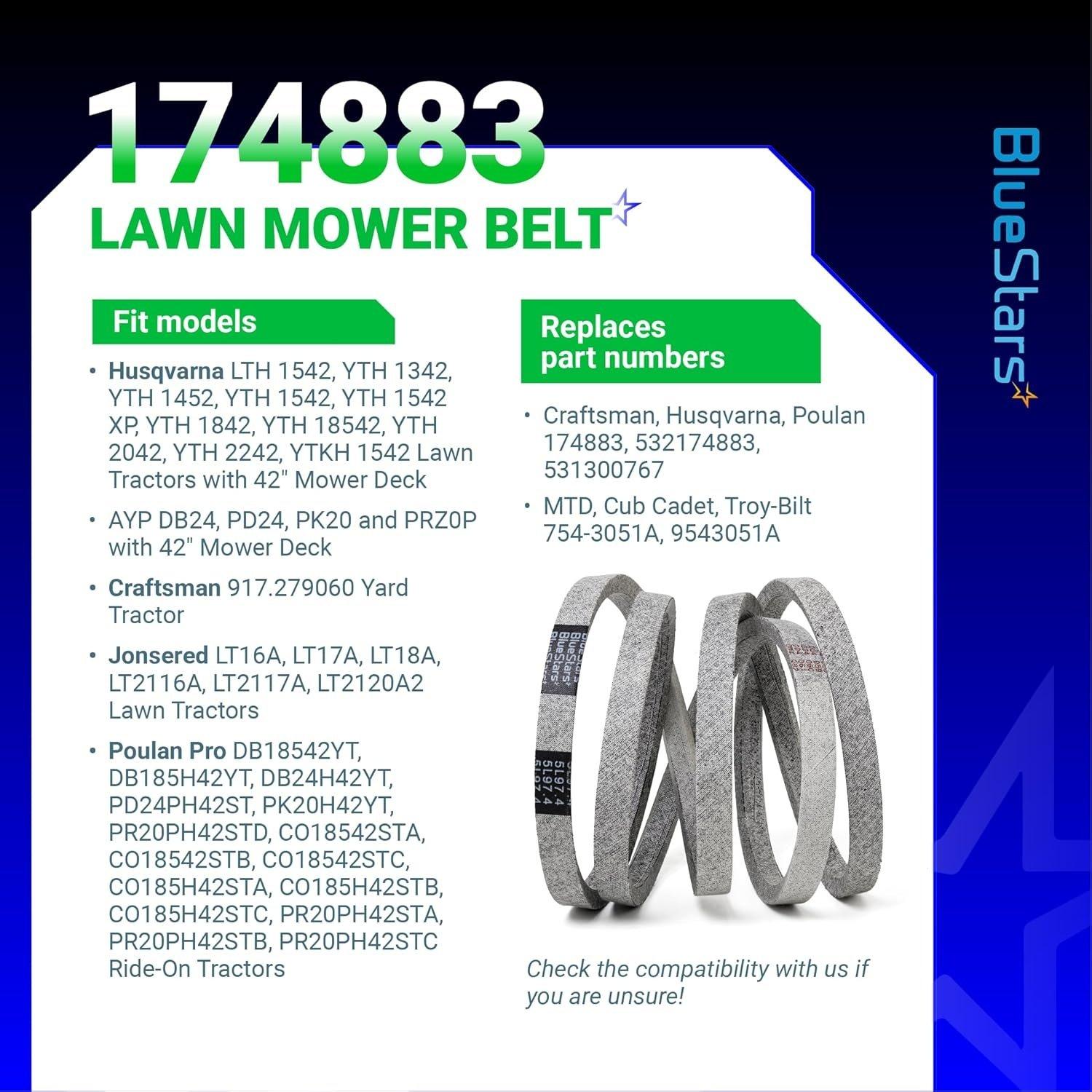 [Lifetime Warranty] Mower Deck Drive Belt 174883 5/8" x 97.4" image 8