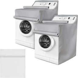 2 PCS W29”x D28”x H43” Washing Machine Covers with Laundry Bag (Silver) thumbnail 0