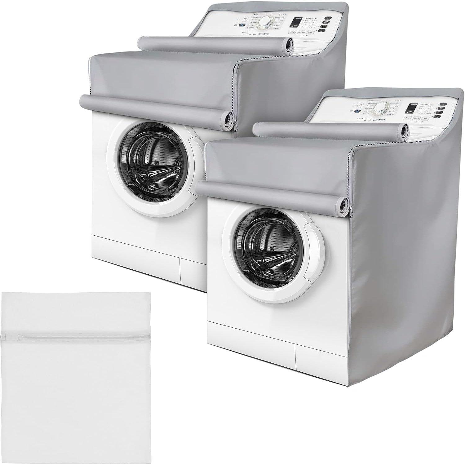 2 PCS W29”x D28”x H43” Washing Machine Covers with Laundry Bag (Silver) image 0