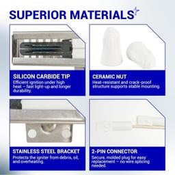 [Lifetime Warranty] DG94-01012A Gas Oven Igniter - Compatible with Samsung Oven Range Stove (NX58H95 NX58H99 NX58H NX58J NX58K NX58M NX58N series) - Replaces 4011538 AP5967723 PS5967723 EAP11720750 thumbnail 2