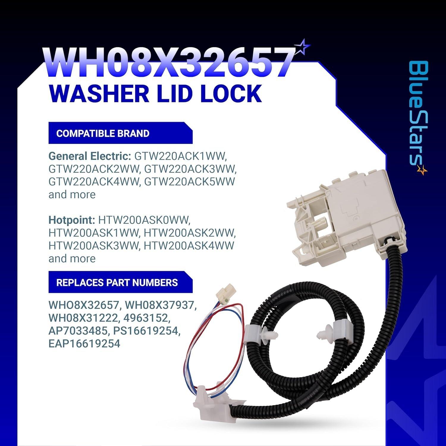 [Lifetime Warranty] WH08X32657 WH08X31222 WH08X37937 Washer Lid Lock and Harness Kit - Fit for GE Washer GTW335ASN2WW GTW465ASN2WW GTW465ASN9WW HTW240ASK6WS image 2