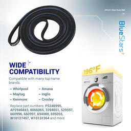 [Lifetime Warranty] 341241 Dryer Drum Belt - Compatible with Whirlpool Kenmore Roper Amana - Replaces 8066065 AP2946843 W10127457 PS346995 14210003 31531589 31001026 3394651 529597 WED4815EW1 NED4655EW1 thumbnail 1