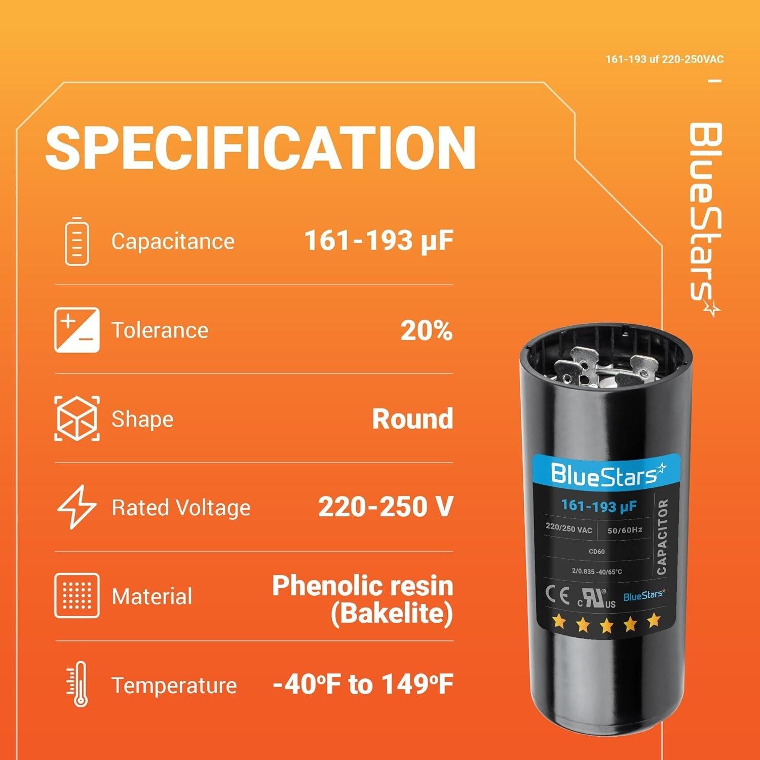[Lifetime Warranty] 161-193 uF MFD 220-250 VAC 50/60 Hz Round Start Capacitor - Universal Fits Air Conditioners image 11