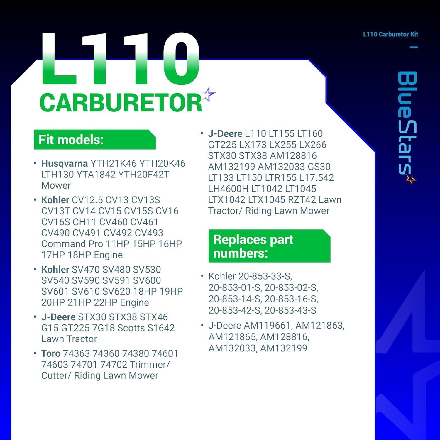[Lifetime Warranty] L110 CV15S Carburetor Kit For John Deere image 6