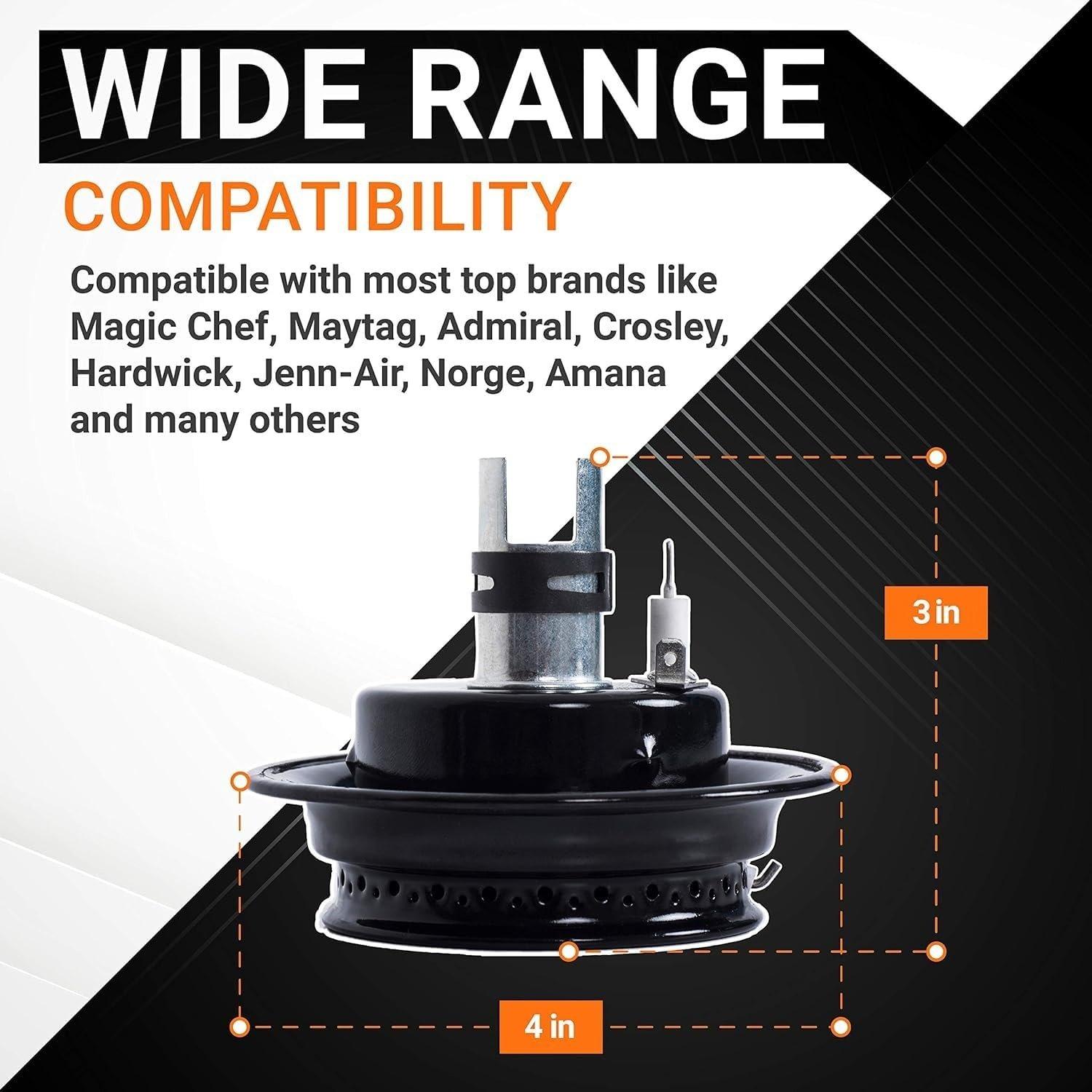 [Lifetime Warranty] 3412D024-09 Gas Range Sealed Burner Head & Igniter Assembly - Compatible with Magic Chef & Maytag Ranges - Replaces 12500050 3412D018-09 - Pack of 4 image 2