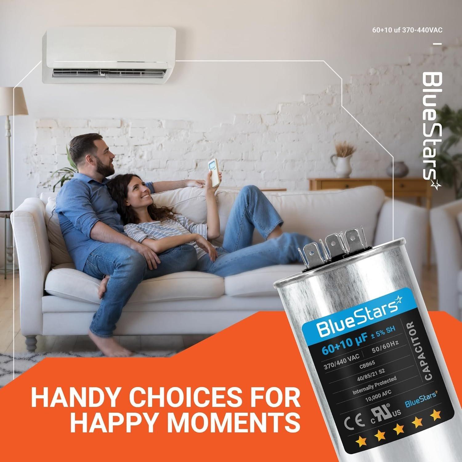 [Lifetime Warranty] 60+10 uF MFD ±5% 370/440 VAC CBB65 Dual Run Circular Start Capacitor - Fits AC Motor Run, Fan Start, Condenser image 6