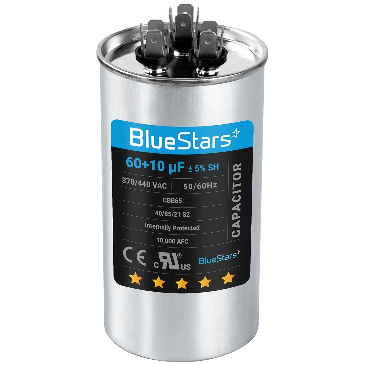 [Lifetime Warranty] 60+10 uF MFD ±5% 370/440 VAC CBB65 Dual Run Circular Start Capacitor - Fits AC Motor Run, Fan Start, Condenser image 0