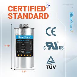 [Lifetime Warranty] 60+10 uF MFD ±5% 370/440 VAC CBB65 Dual Run Circular Start Capacitor - Fits AC Motor Run, Fan Start, Condenser thumbnail 5