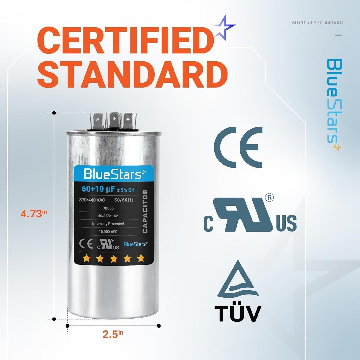 [Lifetime Warranty] 60+10 uF MFD ±5% 370/440 VAC CBB65 Dual Run Circular Start Capacitor - Fits AC Motor Run, Fan Start, Condenser image 5