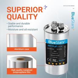 [Lifetime Warranty] 60+10 uF MFD ±5% 370/440 VAC CBB65 Dual Run Circular Start Capacitor - Fits AC Motor Run, Fan Start, Condenser thumbnail 2