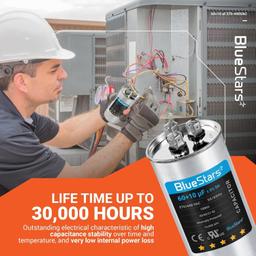 [Lifetime Warranty] 60+10 uF MFD ±5% 370/440 VAC CBB65 Dual Run Circular Start Capacitor - Fits AC Motor Run, Fan Start, Condenser thumbnail 4