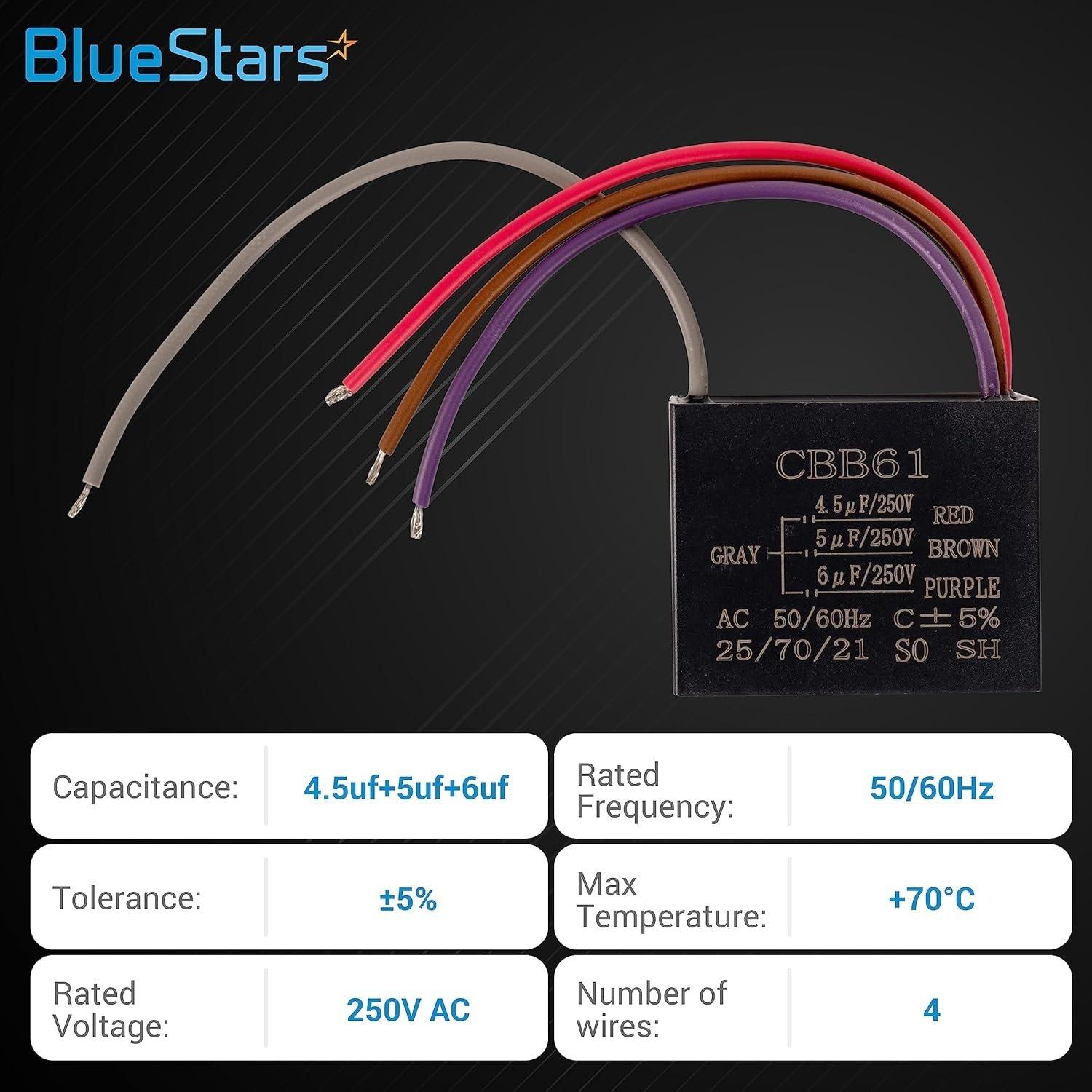 CBB61 4.5uf + 5uf + 6uf 4-Wire 250V AC Ceiling Fan Capacitor image 1