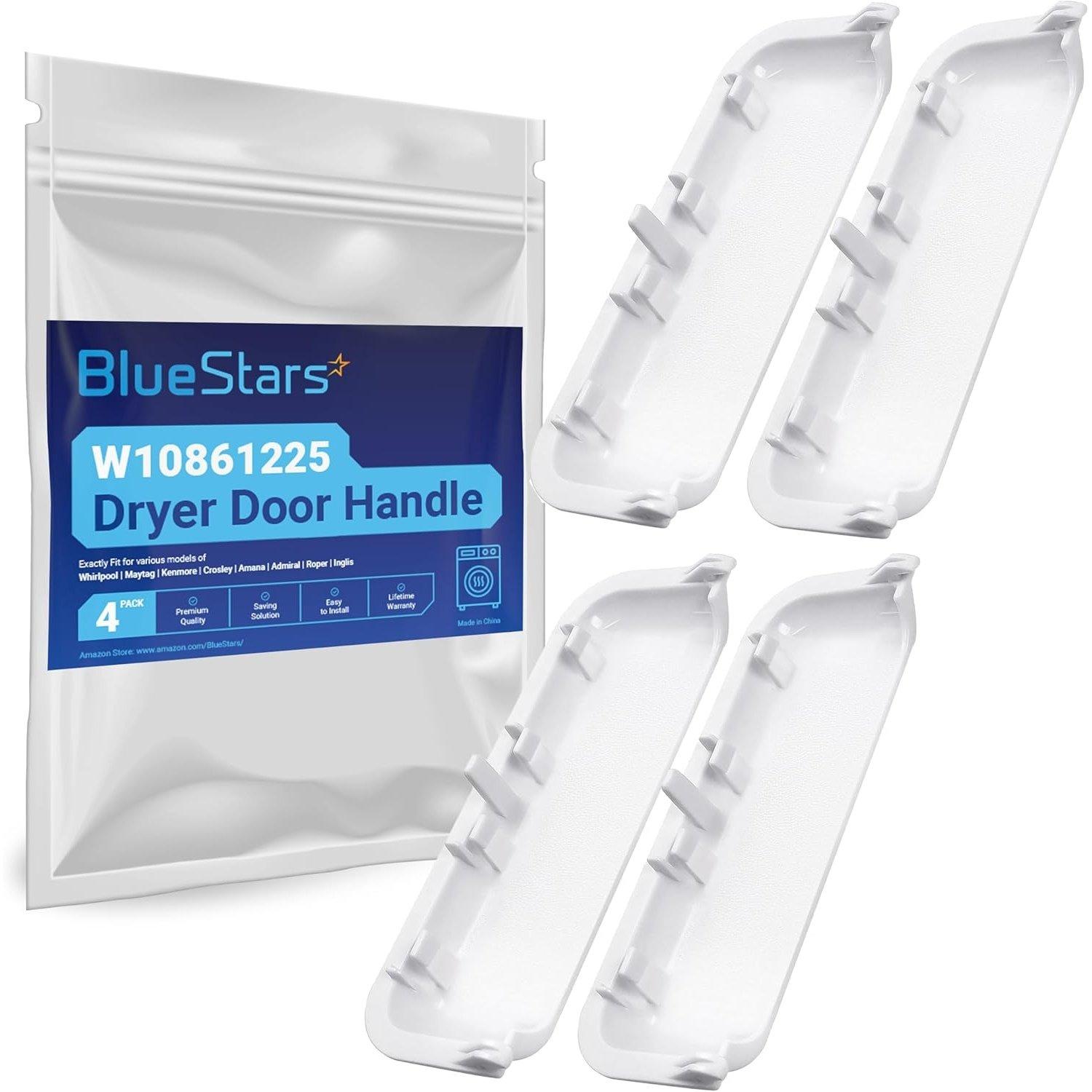 [Lifetime Warranty] W10861225 W10714516 Dryer Handle Replacement - Fits for Whirlpool Kenmore Amana Maytag Dryer Door Latch - Replaces AP5999398 PS11731583 W10861225VP - Pack of 4 image 0