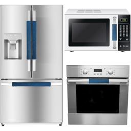 [Lifetime Warranty] 4-pack Refrigerator Door Handle Covers 15.74x5.5 inch & 2-pack Microwave Handle Covers 6.5x4.5 inch - Blue thumbnail 0