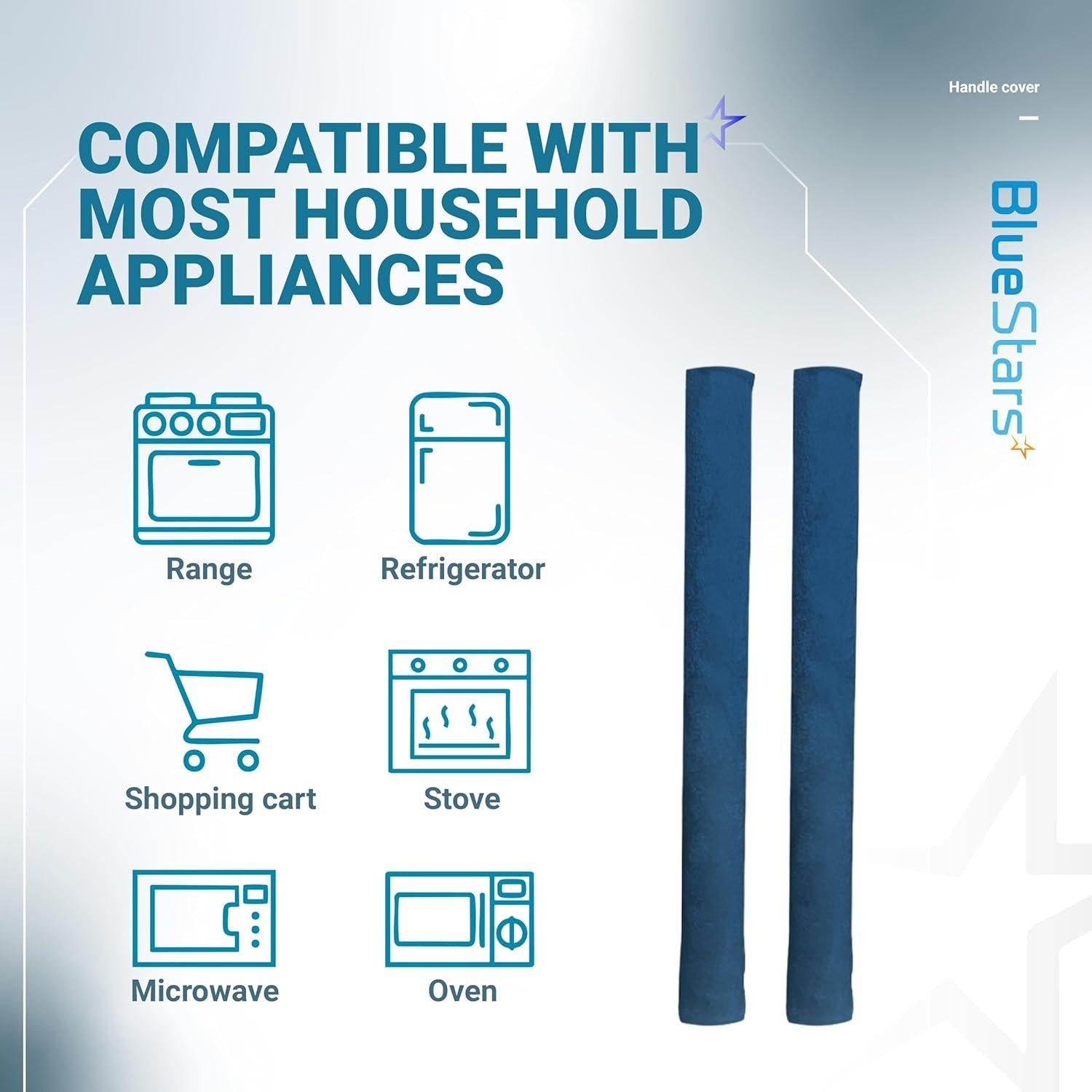 [Lifetime Warranty] 4-pack Refrigerator Door Handle Covers 15.74x5.5 inch & 2-pack Microwave Handle Covers 6.5x4.5 inch - Blue image 4