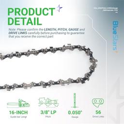 [Lifetime Warranty] 16-inch Chainsaw Chain 3/8" LP Pitch, 0.050" Gauge, 56 Drive Links - Pack of 3 thumbnail 1