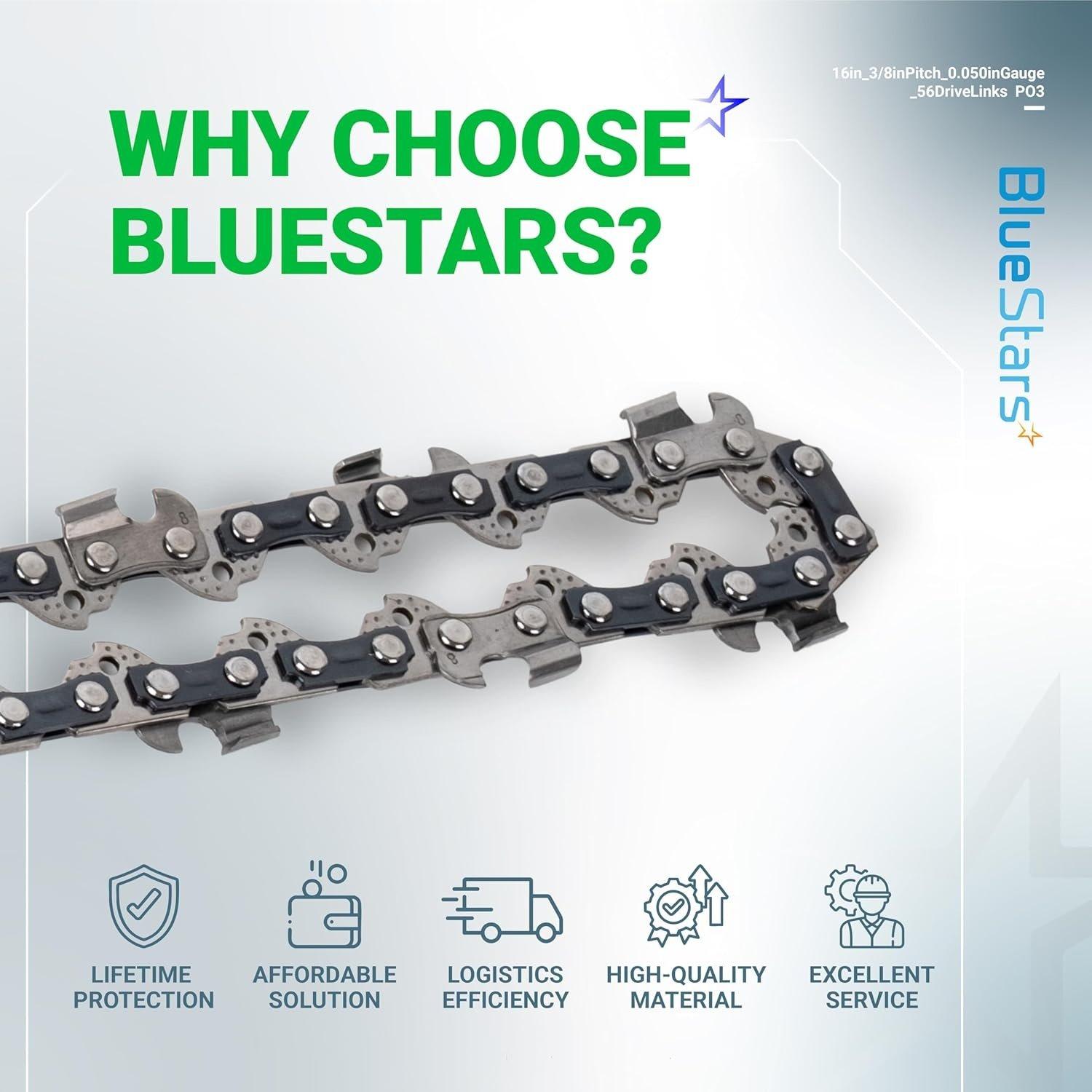 [Lifetime Warranty] 16-inch Chainsaw Chain 3/8" LP Pitch, 0.050" Gauge, 56 Drive Links - Pack of 3 image 7