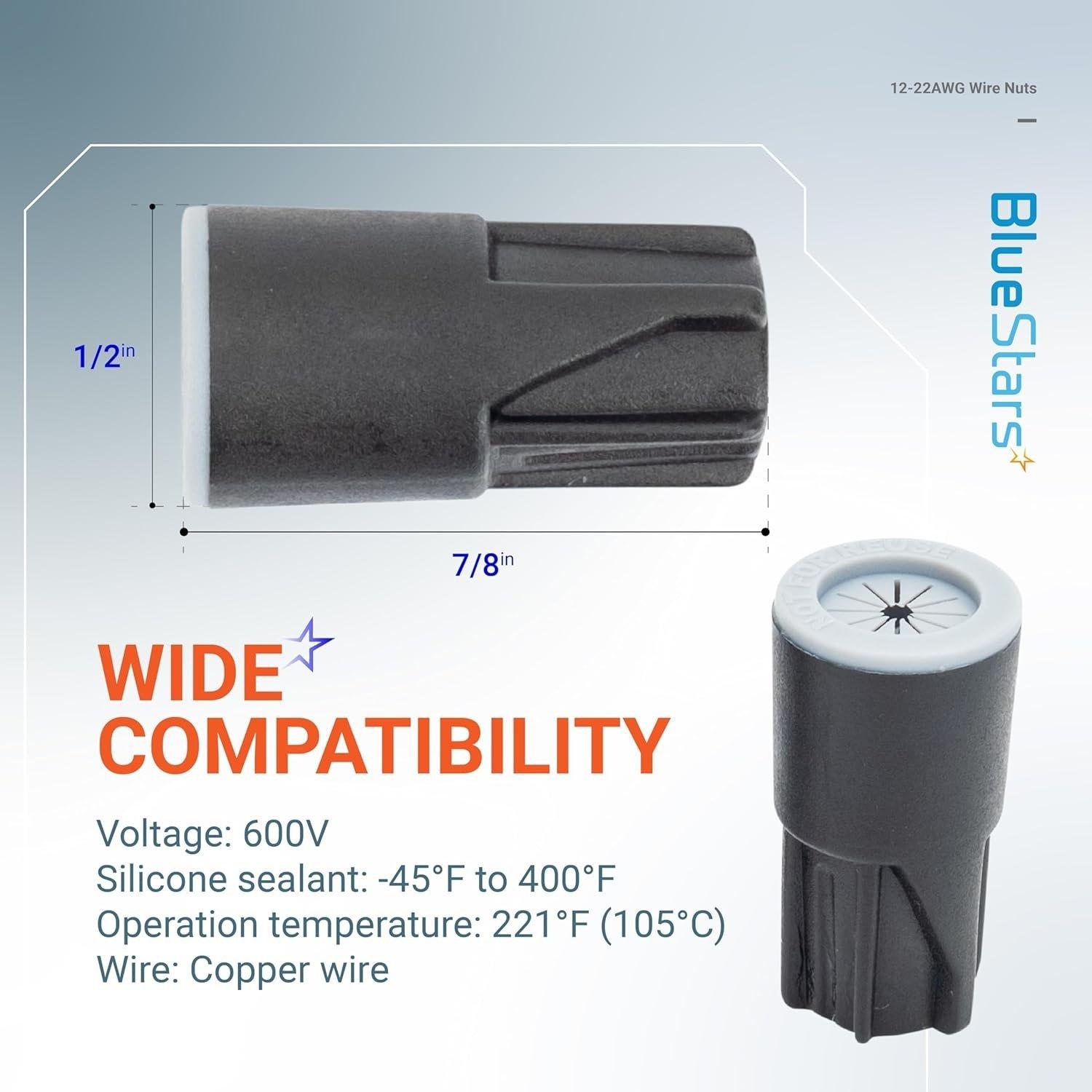 [Lifetime Warranty] Waterproof Twist Wire Connectors Outdoor Electrical Nuts Caps for Sprinkler Led Landscape Wet Location Installation Black - Pack of 50 image 1