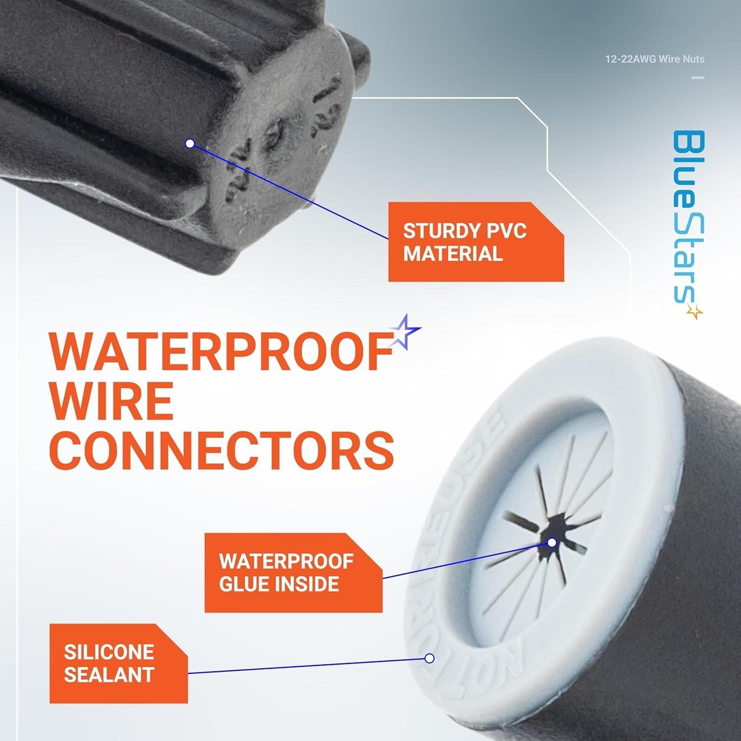 [Lifetime Warranty] Waterproof Twist Wire Connectors Outdoor Electrical Nuts Caps for Sprinkler Led Landscape Wet Location Installation Black - Pack of 50 image 2