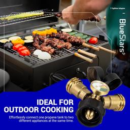 [Lifetime Warranty] Propane Tank Y Splitter QCC/POL with Gauge and Shut-Off Valve thumbnail 4
