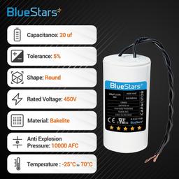 [Lifetime Warranty] 20 uF MFD 450 VAC CBB60 50/60 Hz Run Capacitor with Screw - Fits AC Motors, Electric Motors, Water Pumps thumbnail 1