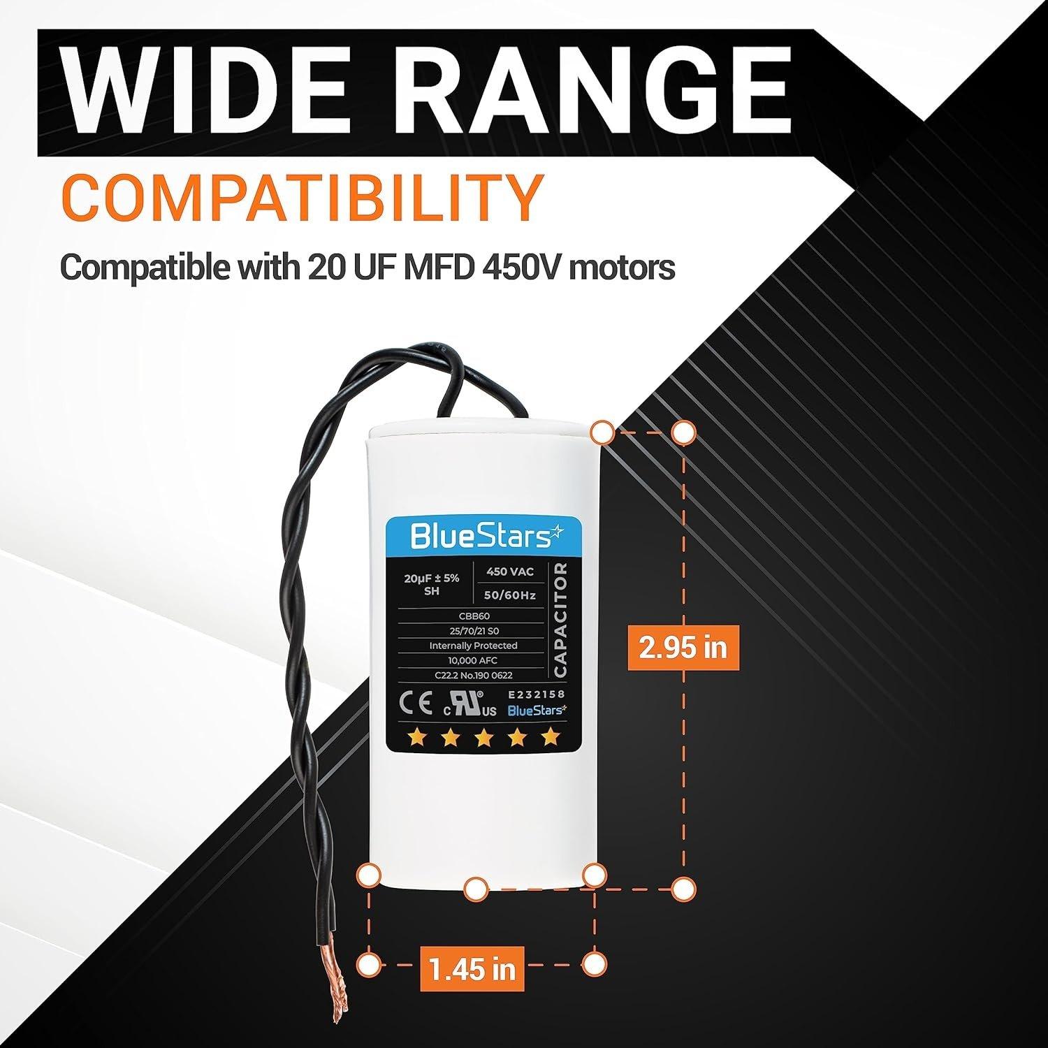 [Lifetime Warranty] 20 uF MFD 450 VAC CBB60 50/60 Hz Run Capacitor with Screw - Fits AC Motors, Electric Motors, Water Pumps image 2